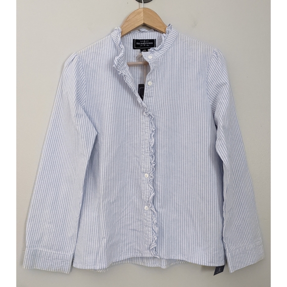 Kiel James Patrick Tops - 🆕 Kiel James Patrick Striped Ruffle Trim Button Down